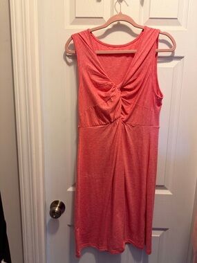 Sleeveless Twist-Front Coral Dress